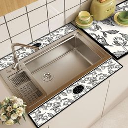 Table Mats Kitchen Drain Pad Faucet Absorbent Mat Napa Skin Rubber Drip Catcher Drying For Counter Bathroom Bar