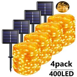 Decorations 4pack Solar String Lights Outdoor 400LED 110ft Copper Wire Decoration Christmas Fairy Lights Waterproof for Garden Patio Wedding