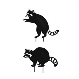 Garden Decorations Raccoon Silhouette Stake Black Colour Weatherproof Yard Ornament For Driveway Pathway Decor Versatile Accessories Sturdy