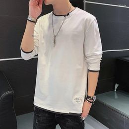 Men's T Shirts Long Sleeve T-shirt Cotton Autumn Boys Thin Trendy Round Neck Sweater Top Clothes Inner Wear