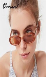 VANEASEL Oval Sunglasses Women Vintage Retro Round Frame White Mens Sun Glasses Female Hip Hop Clear Glasses UV4008798153