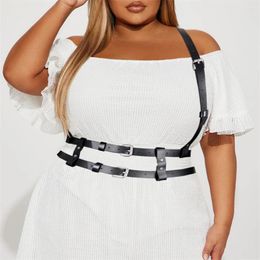 Belts Plus Size Fashion Waist Belt Women PU Leather Black Gothic Garters Waistband Metal Circle Ring Design Harajuku Jeans Decoration