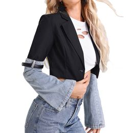 denim jacket designer women womens coat coatwomen Cowboy Suit collar Long Sleeve Single Button Adjustable Waist Denim Patchwork Jacket S XL designer jacket women