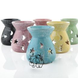 Ceramic Essential Oil Lamps Hollow Stars Moon Pattern Simple Essential Oil Fragrance Candle Incense Burners8315560