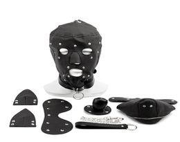 Fetish PU Leather Dog Mask Head Harness Sex Slave Collar Leash Mouth Gag Bondage Hood Blindfold Adult Games Sex Toys for Couples 04436033