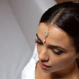 Hair Clips Imitation Pearl Bridal Chain Forehead Jewelry Exotic Zircon Headdress Headband