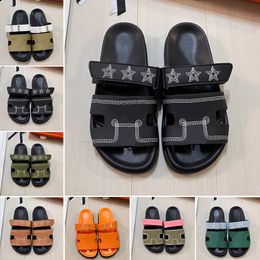 Newest Chypre Designer Sandals Slippers Slides Flip Flops Flat Beach Comfort Calfskin Leather Natural Suede Goatskin Black for Women and Men room sliders