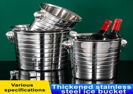 Stainless Steel Champagne Bucket Quickfrozen Ice Bucket el Coffee Shop Home Use Factory Direct Delivery7878426