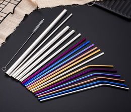 304 Stainless Steel Straw Creative Colour Straight Tube Elbow Set Milk Tea Beverage Cocktail Straw Cleaner Brush Bar Drinking Tool 6437615