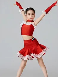 Stage Wear Kids Cha Tango Latin Dance Costume Girls Samba Rumba Dress Skirt Ballroom Clothes Competition Dresses Child