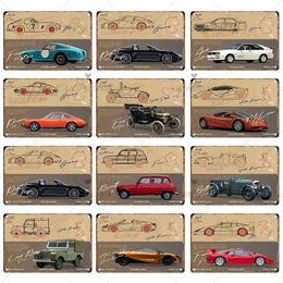 Metal Painting Vintage Racing Car Metal Tin Sign Art Poster Home Bar Garage Man Cave Cafe Decor Vintage Sport Car Iron Painting Wall Decoration T240505