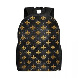 Backpack Elegant Black And Gold Fleur De Lis Laptop Basic Bookbag For College School Student Fleur-De-Lys Lily Floral Bags