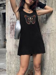 Women's Tanks Skull Butterfly Print Summer Sleeveless Tank Dress