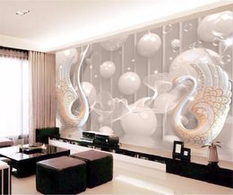 3d wallpaper European White Swan Circle wall painting bedroom living room TV backdrop KTV stripes abstract mural wall paper5321727