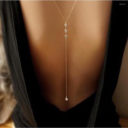 Chains Women Long Necklace Body Sexy Chain Bare Back Gold Silver Crystal Rhinestone Pendant Backdrop Beach Jewellery