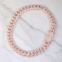 Luxury Jewellery Heavy Silver Rose Gold Plated 26mm 3rows Gra Certificate Vvs Moissanite Diamond Cuban Link Chain