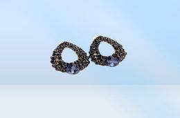 Creative Charm Water Drop Shaped Earrings for Women Girls Navy Blue Zircon Stud Earrings Party Wedding Jewelry5485846