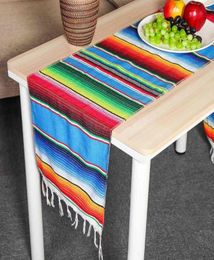 1piece Cotton Mexican Table Runner 213X35cm Rainbow Table Runners Party Serape Tablecloth DIY Wedding Party Home Decor C01254110958893424