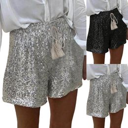 Women's Shorts Women Summer Sequined High Waist Casual Loose A Line Shiny Clubwear Night Out Silver Black Sexy