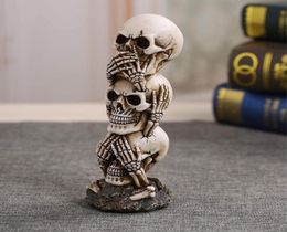 Halloween Statue Decor Horror 3 Layer Skull Ornament Home Desk Fish Tank Gift Festival Party ation Supplies 72 Y2009176857859