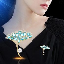 Brooches Brilliant Zircon Ginkgo Leaf Brooch Crystal Plant Accessories Jewellery Gift Suitable For Attending High-end Clubs