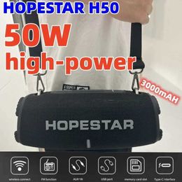 Portable Speakers HOPESTAR H50 50W High Power Portable Bluetooth Speaker Wireless Speaker Bass Player Audio System FM Radio J240505