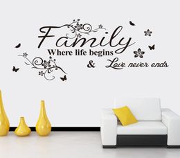 Family Where Life Begins Love Never Ends family quotes Wall Stickers Wall Decor PVC Decal Quote Black8608746