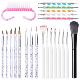 Crystal Nail Brush Set Color Drawing Wire Phototherapy Nail Brush Wholesale Nail Point Drill Pen Dust Removal Brush Tool