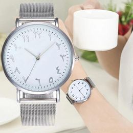 Wristwatches Ladies Watches Fashion Design Arabic Numbers Watch Women Silver Mesh Band Quartz Price Drop