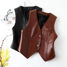 Women's Vests 2024 Spring Casual Women Leather Clothes Slim Sleeveless V Neck Blazer Vest Female Fashion Office Lady Suit Tank Tops