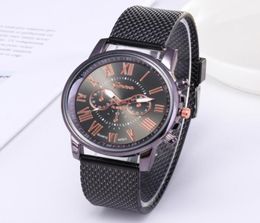 Whole cwp SHSHD Brand Geneva Mens Watch Contracted Double Layer Quartz Watches Plastic Mesh Belt Wristwatches9657124