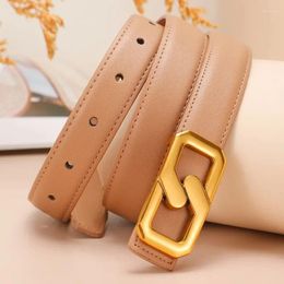 Belts 2024 Women's Belt Square Button Head Simple And Smooth Daily Matching Jeans Casual Retro Fashion Trendy