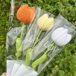 Decorative Flowers Preserved Fresh Flower Rose Bouquet Home Table Mother's Day Gift Hand-Knitted Fake Handmade Product