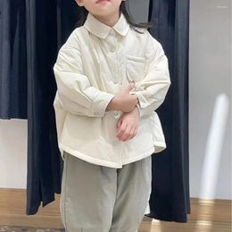 Jackets Winter Clothing Korean Childrens Boys Girls Thicken Warm Cotton Clip Lapel Collar Coat Turn Down
