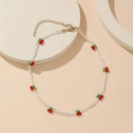 Choker Bohemia Chokers Necklace Women Beads Chain Jewelry Cherry Decoration Collier Femme Handmade Beaded Chunky Necklaces