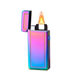 Electric Double Arc Lighter USB Plasma Rechargeable Lighter With LED Battery Indicator ,Can Igniter Cigar