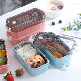 Dinnerware 304 Stainless Steel Children's Insulated Lunch Box Double-Layer Cute Portable Kindergarten For Students