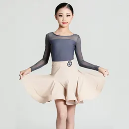 Stage Wear Latin Dance Attire 2024 Autumn/Winter Girls' Training Suit High End Children's Long Sleeved Performance Clothing With Few Se