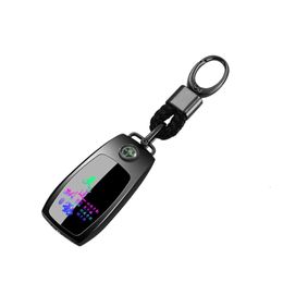 Preferred Windproof Zinc Alloy Lighter Colour Screen Key Ring Usb Double Arc Cigarette Lighter With Compas
