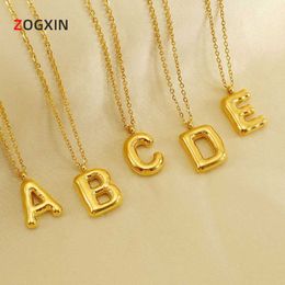 New Smooth Bubble Letter Necklace Womens Instagram Small and Versatile Titanium Steel 26 Pendant Jewelry