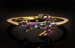 Bohemia Jewelry Trendy Anchor Shaped Rings for Women High Quality Colorful Zircon Crystal Inlay Yellow Gold Color Ring2448719