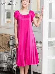 Women's Sleepwear Women Short Sleeve Solid Pyjamas Real Silk Sexy Nightgown Home Clothes Night Sleep Dress 2024 Spring Summer P3D013QM