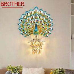 Wall Lamps BROTHER Contemporary Peacock Lamp Personalised And Creative Living Room Bedroom Hallway Aisle Decoration Light