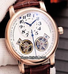 4 Style New Nicolas Riessec White Dial Double Tourbillon Automatic Mens Watch Rose Gold Case Leather Strap High Quality Gents Watc6036851