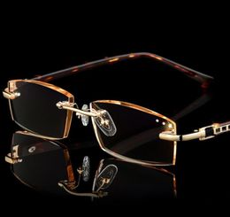 Sunglasses Fashion Luxury Designer Reading Glasses Rimless Diamond Cutting Frame Square Reader Men Women Presbyopia Antiblue Ligh1131961
