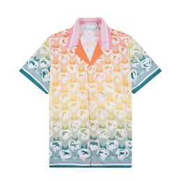 Summer men's T-shirt Designer printed letter button up Cardigan Casual loose version polo short sleeve Hawaiian lapel Fashion men swimming series beach shirt M-3XL F16