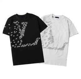 2022 men printed t shirts polos designer fragment airplane letter print paris clothes mens shirt tag Loose style black white8206843