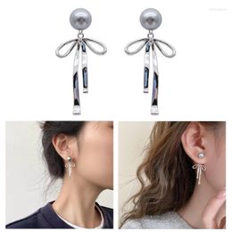 Stud Earrings Elegant Grey Bowknot Delicate Wedding Accessories Stylish Ear Studs Alloy Material Gift For Women Girls