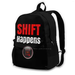 Backpack Shift Happens Vintage-Manual Stick School Bags Travel Laptop Carguy Car Guy Enthusiast Cars Ride Drive