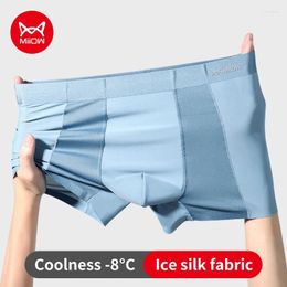 Underpants MiiOW 3Pcs Mesh Ice Silk Summer Cool Men Boxer Underwear Cotton Antibacterial Crotch Men's Panties Seamless Man Trunk